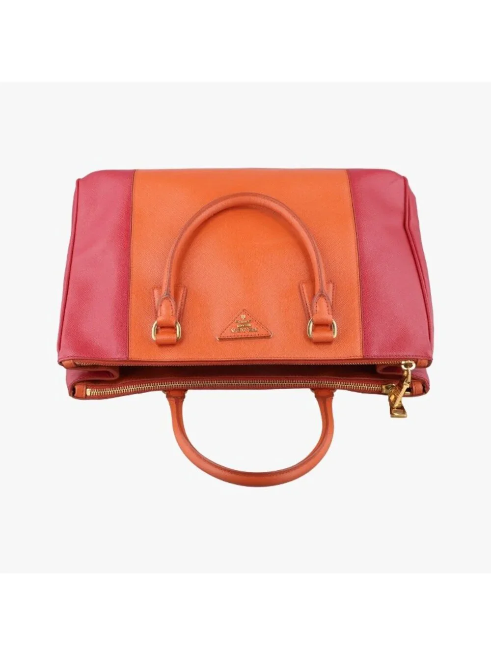 Prada Galleria Orange Red Saffiano Leather 14 Shoulder Bag